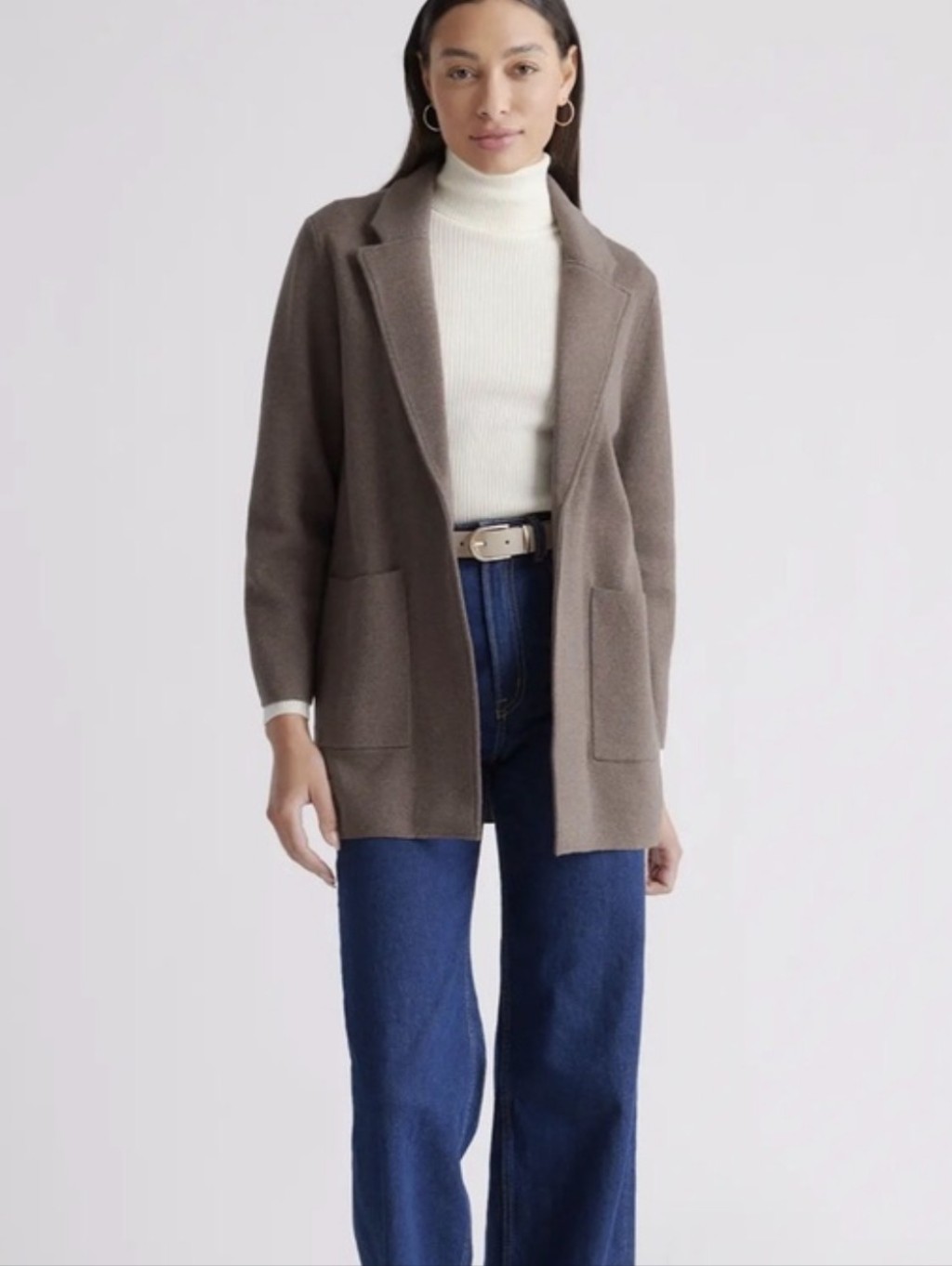 Quince Organic Cotton Open-Front Knit Jacket In Dark Brown Medium